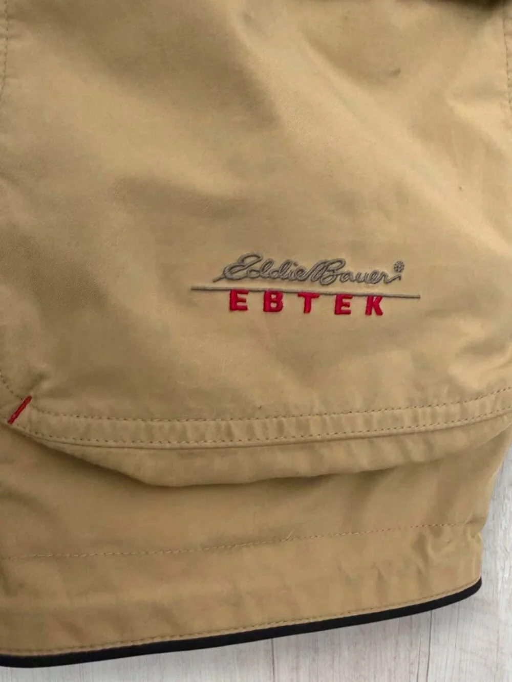 Vintage Eddie Bauer EBTEK Gore-Tex Hooded Jacket Men's M Tan Waterproof Hiking